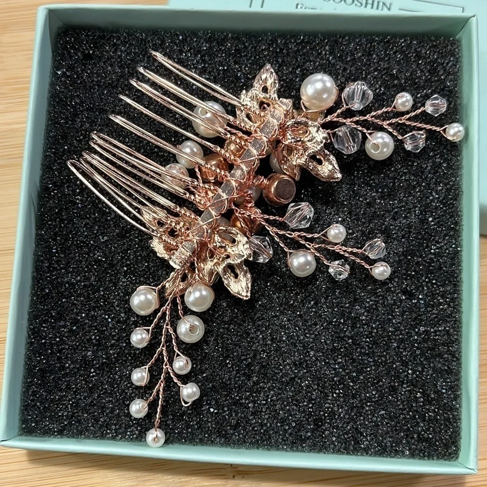 Brand New Crystal Rhinestone Pearl Floral Hair Comb Headpiece Wedding Accessory